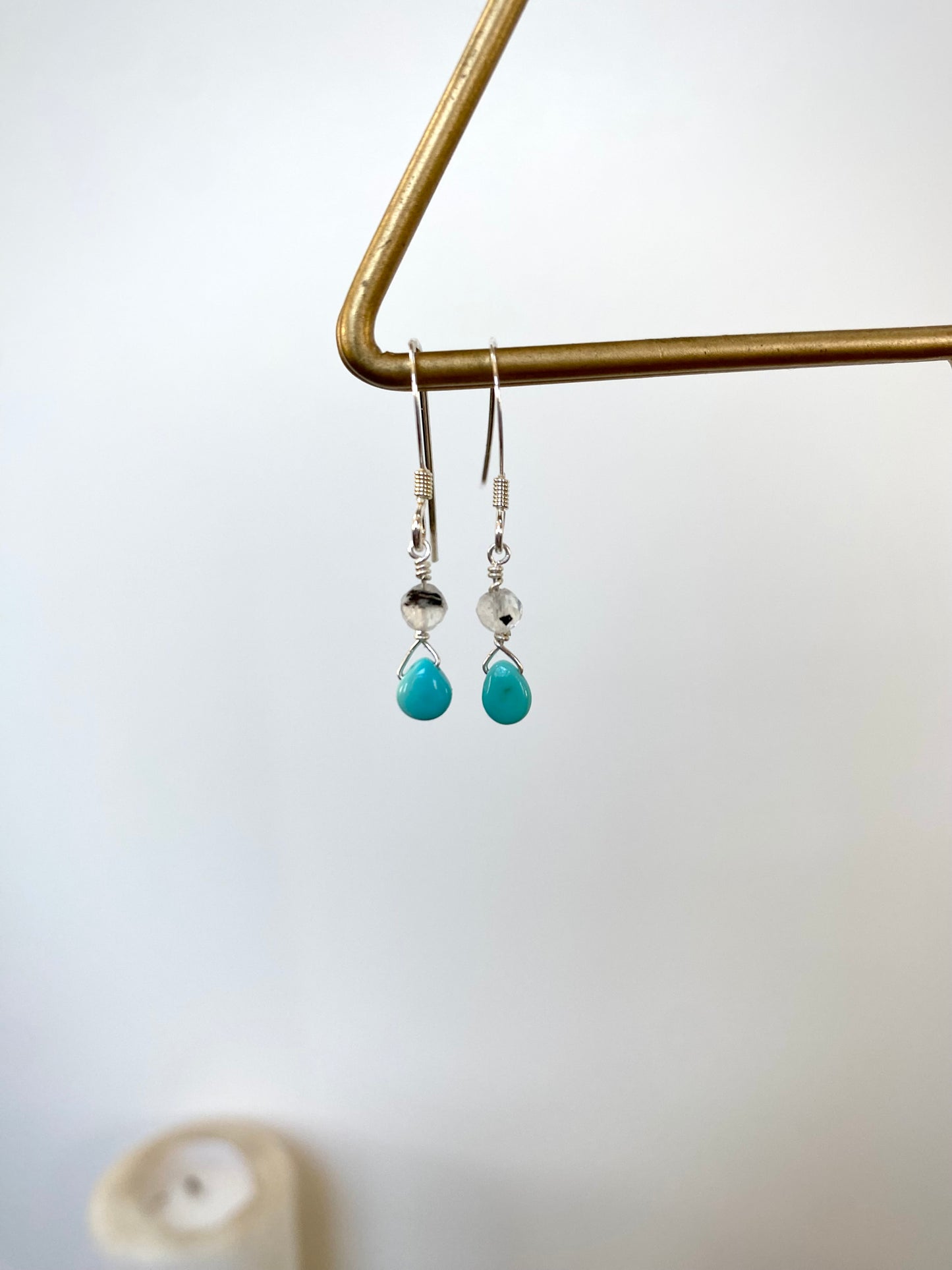 Turquoise & Rainbow Moonstone Micro Earrings