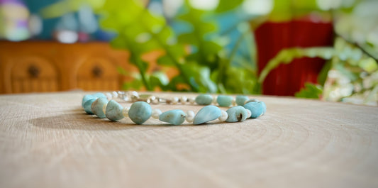 Larimar & Freshwater Pearl Bracelet