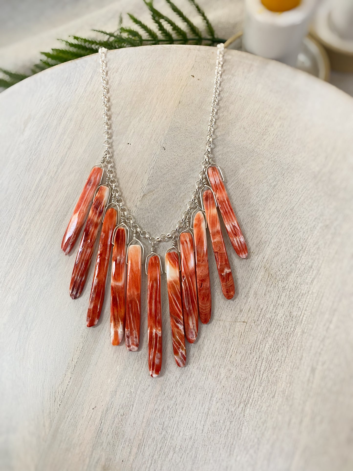 Coral Fringe Collar Necklace