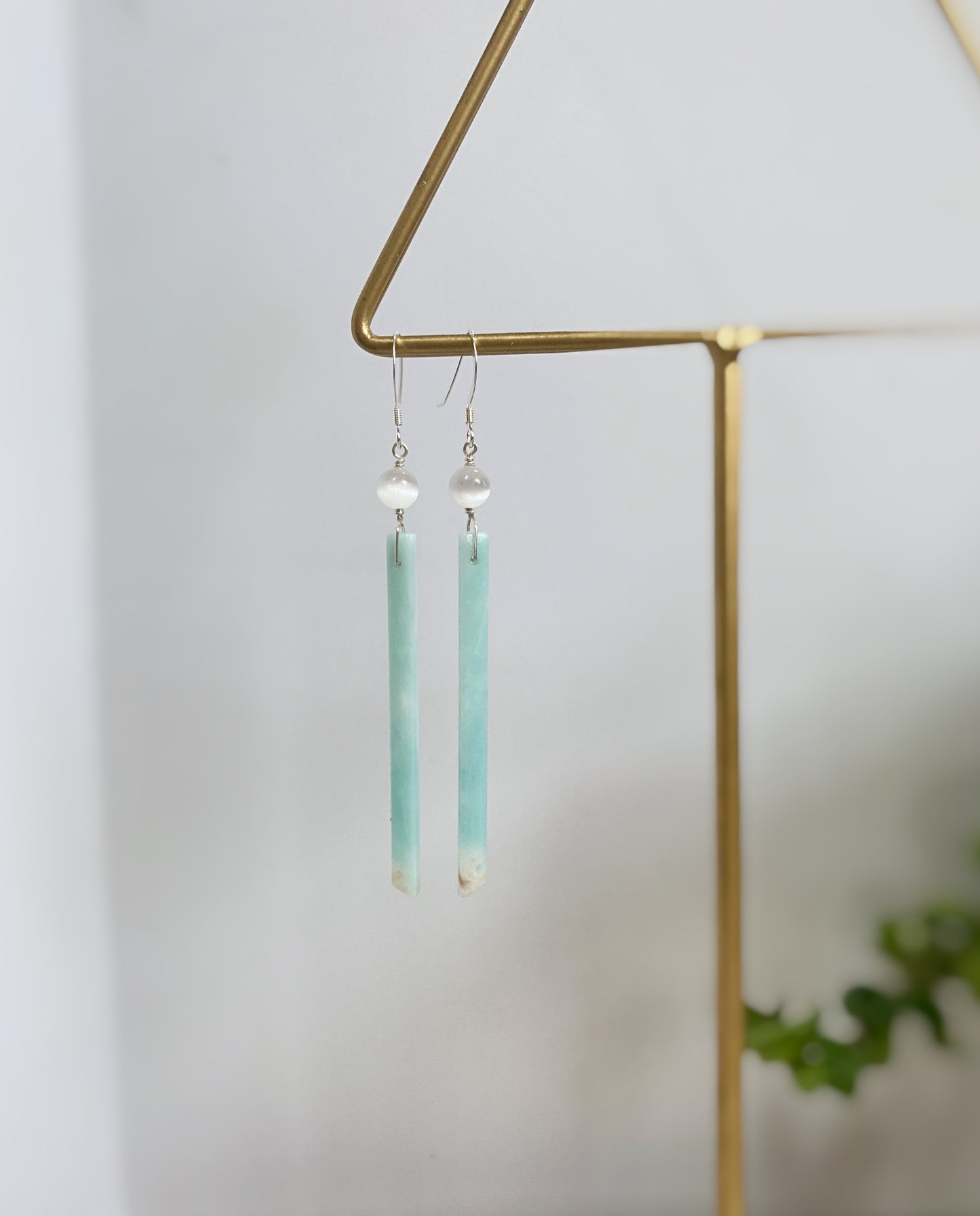 Amazonite & Selenite Spike Earrings