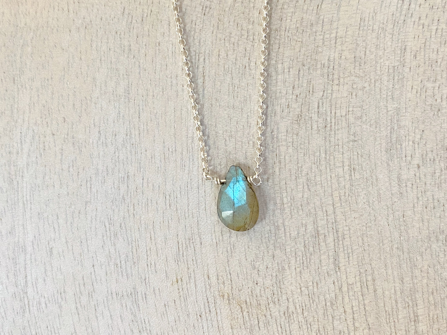 Single Labradorite Teardrop Necklace