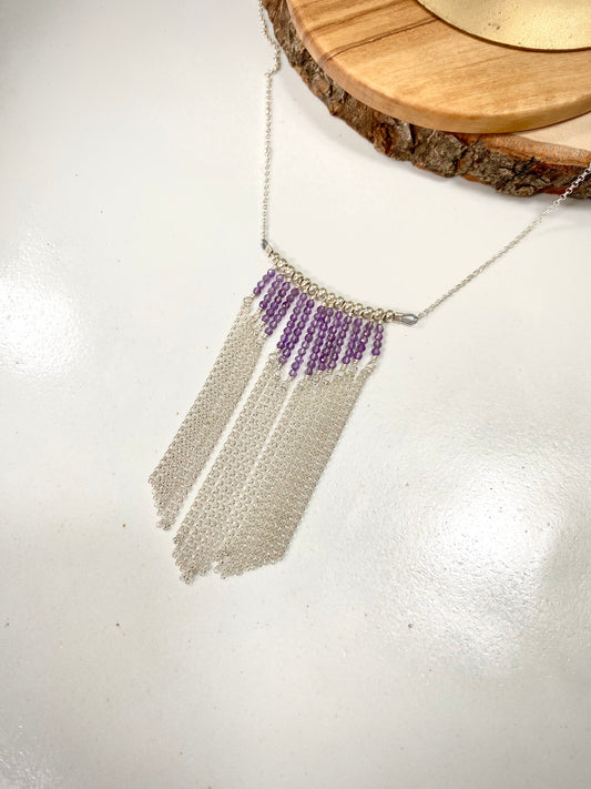 Amethyst Fringe Shield Necklace