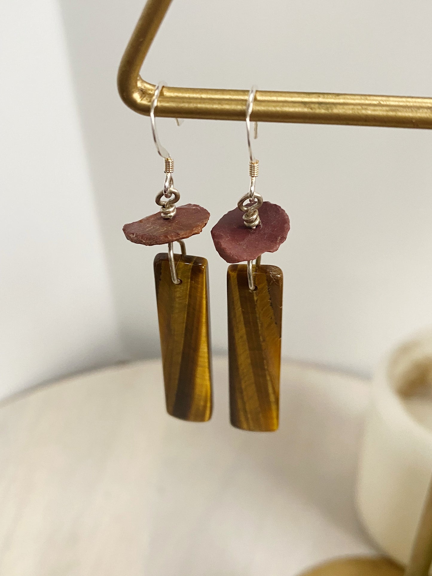 Tiger Eye & Moukite Earrings