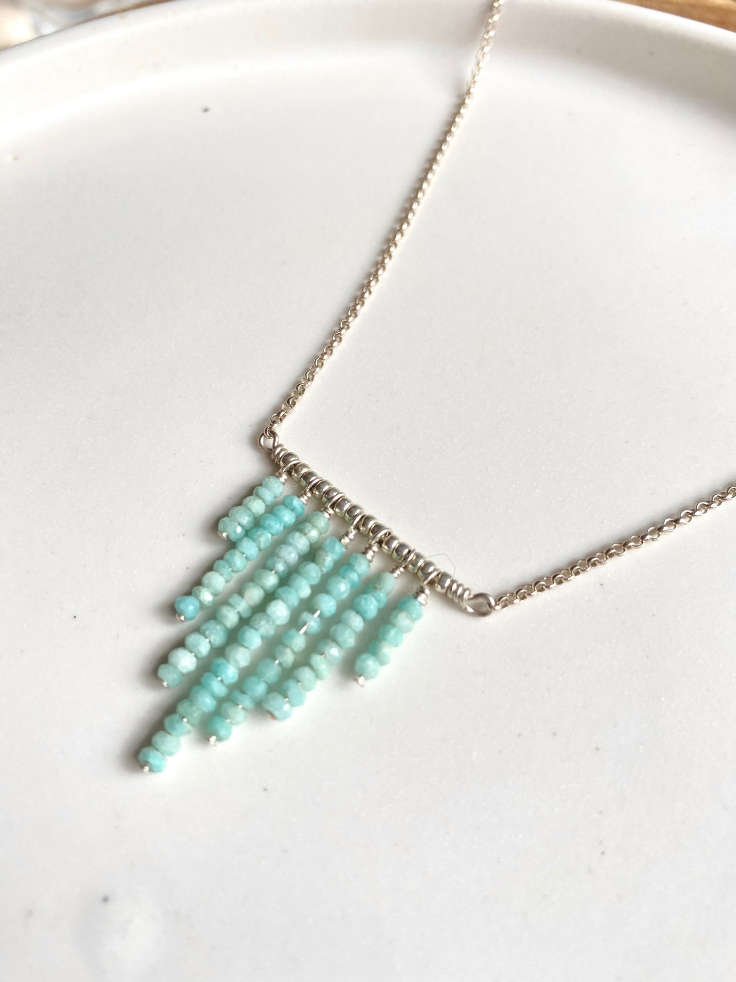 Blue Peruvian Opal Fringe Necklace