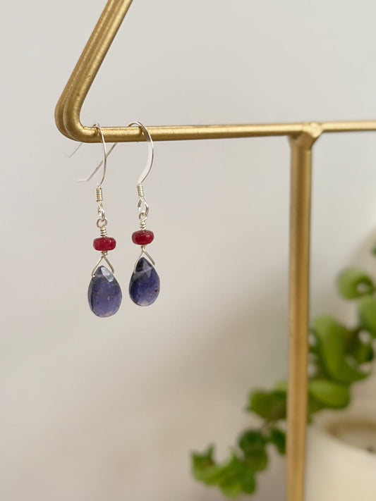 Iolite & Ruby Earrings