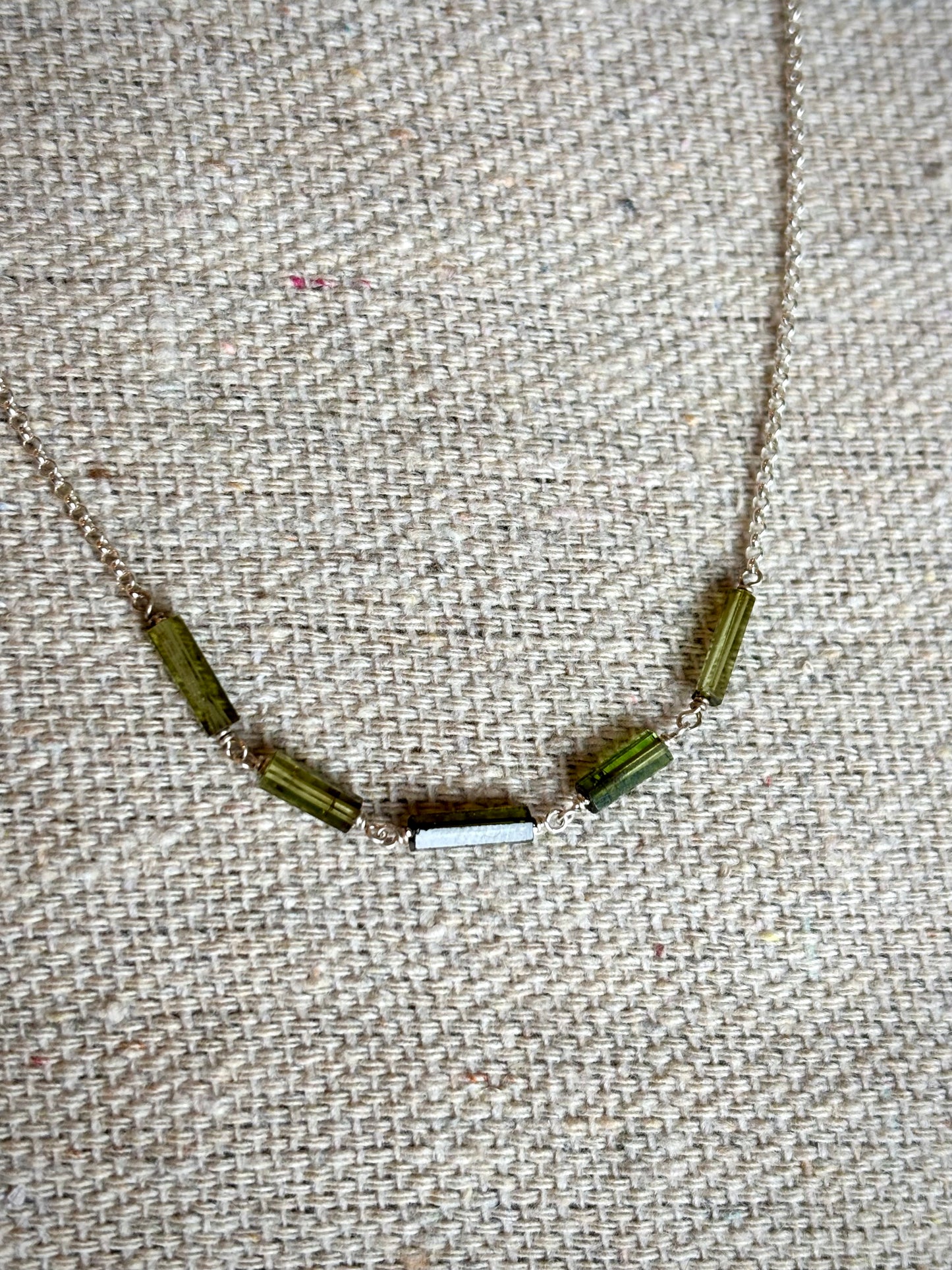 Green Tourmaline Linked Necklace