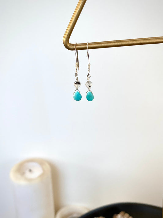 Turquoise & Rainbow Moonstone Micro Earrings