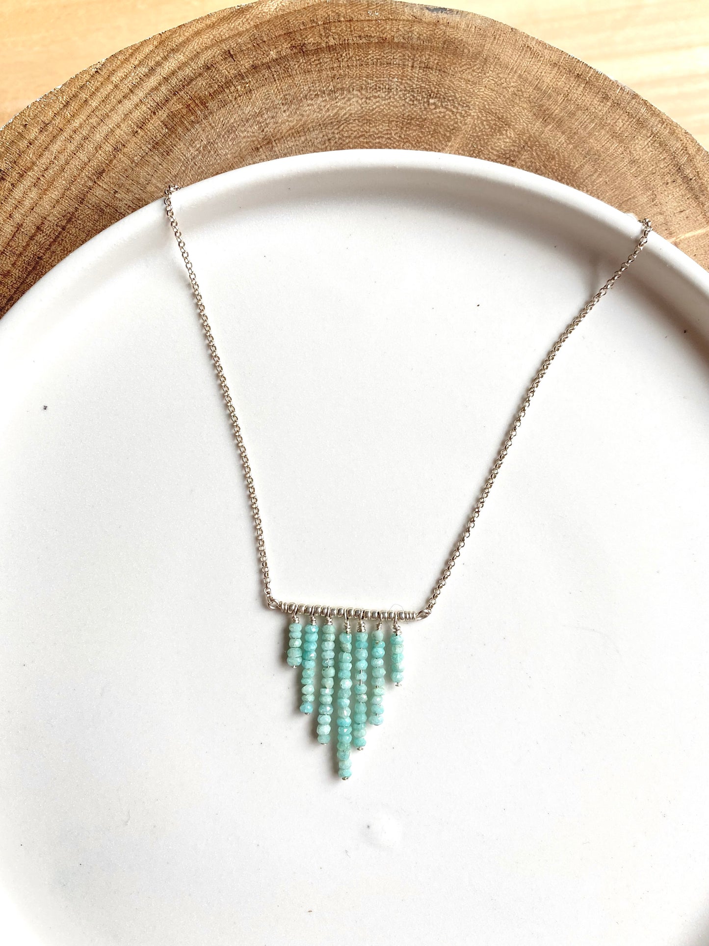 Blue Peruvian Opal Fringe Necklace