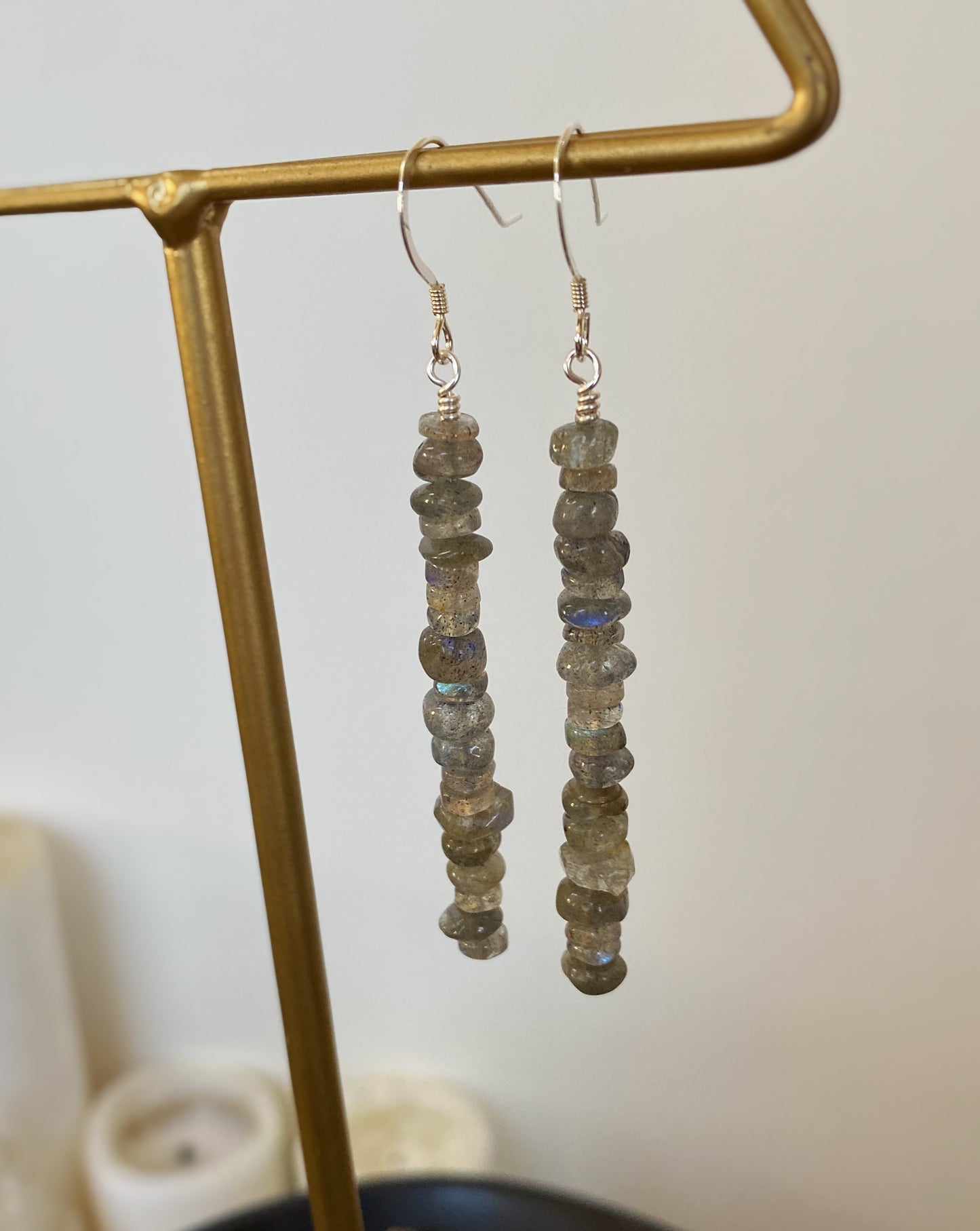 Long Labradorite Stacked Earrings