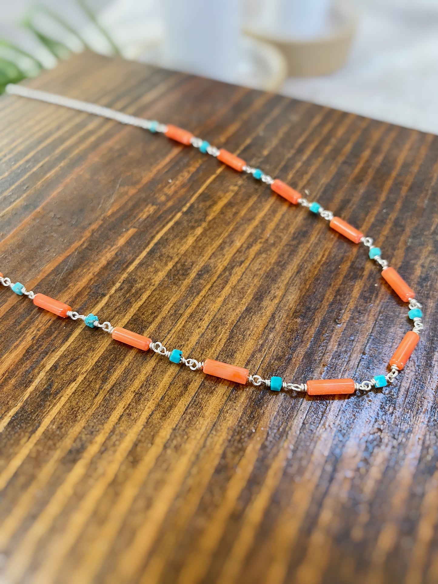 Coral & Turquoise Linked Necklace