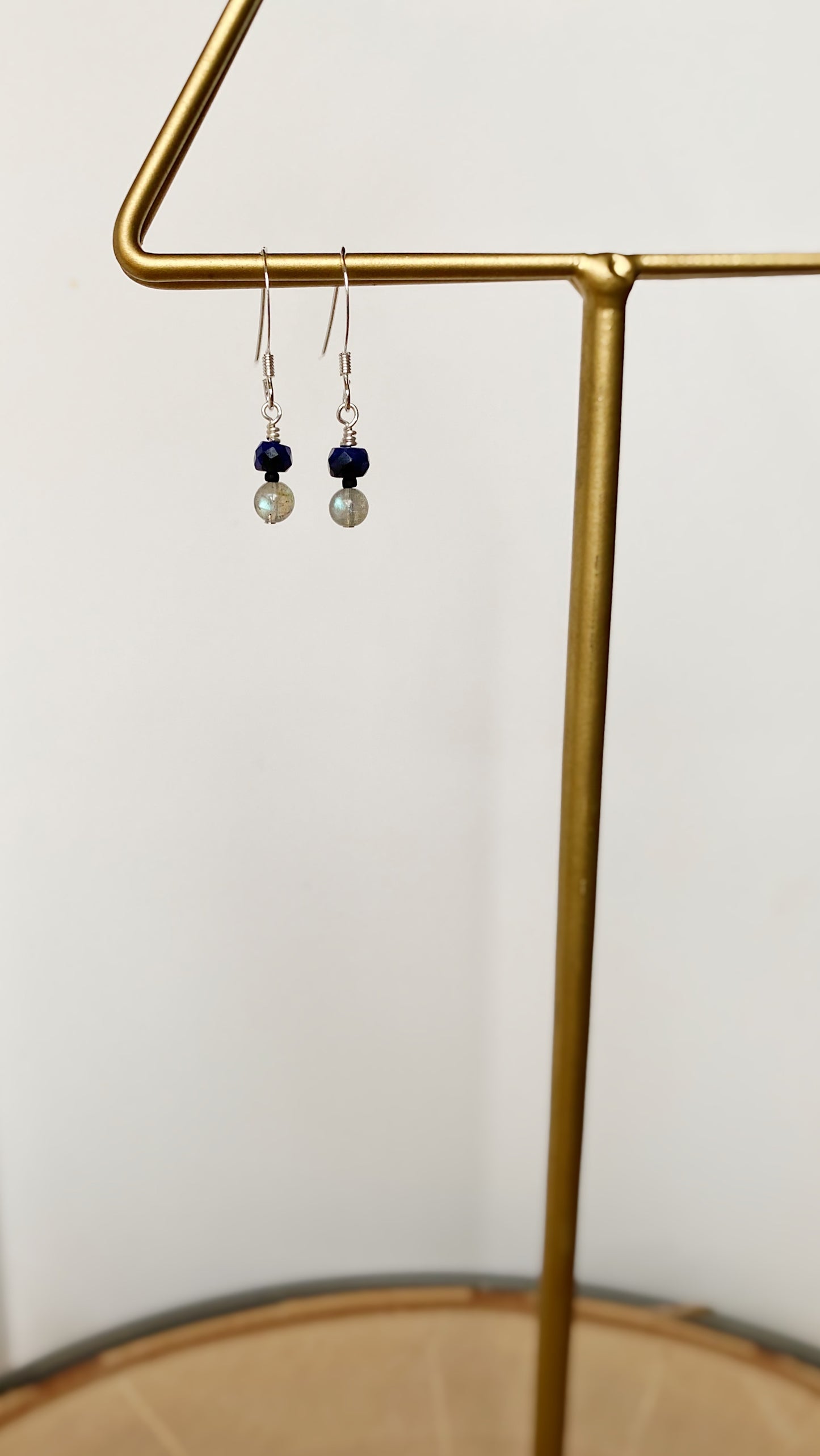 Labradorite & Sapphire Micro Earrings