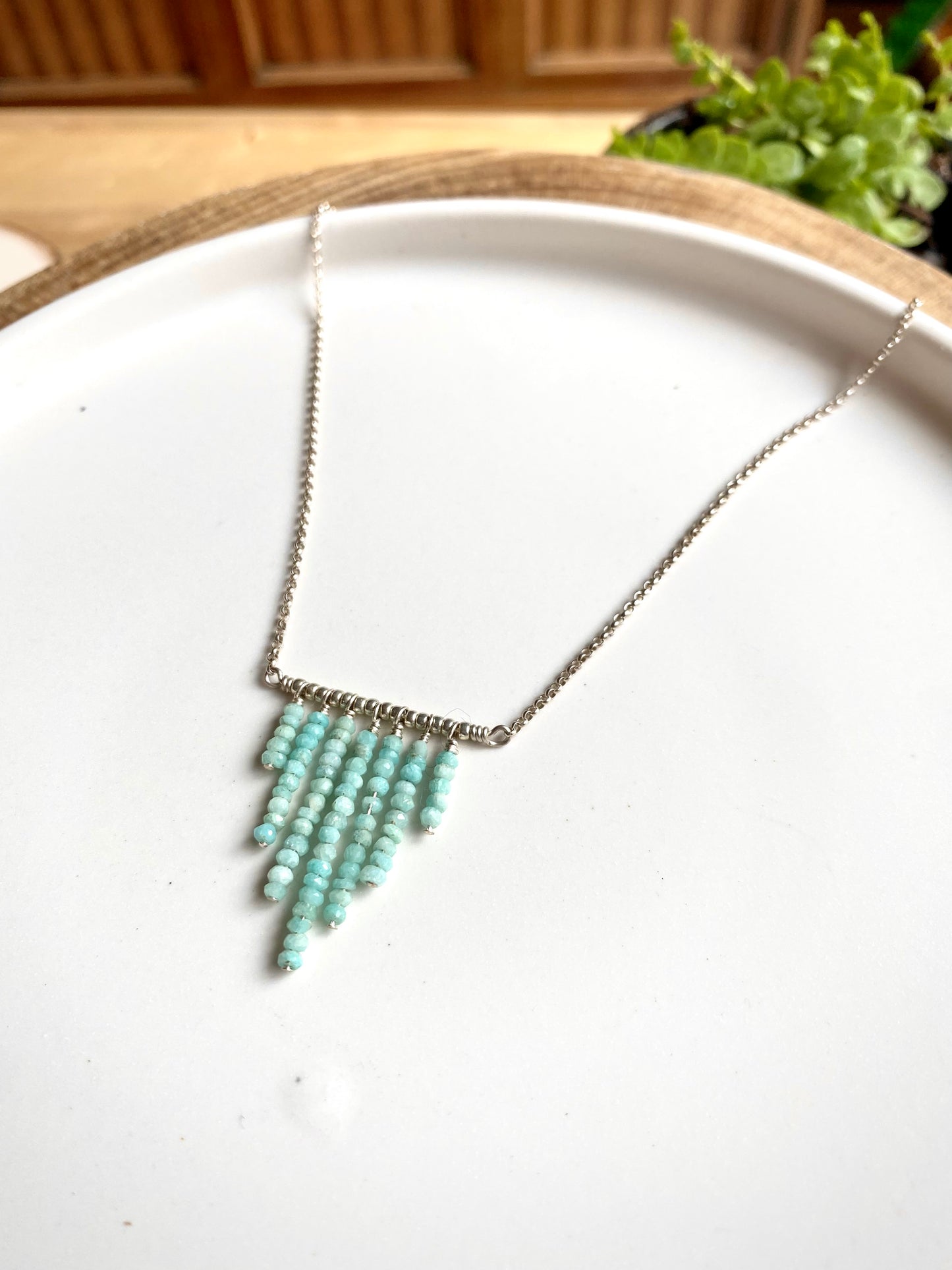 Blue Peruvian Opal Fringe Necklace