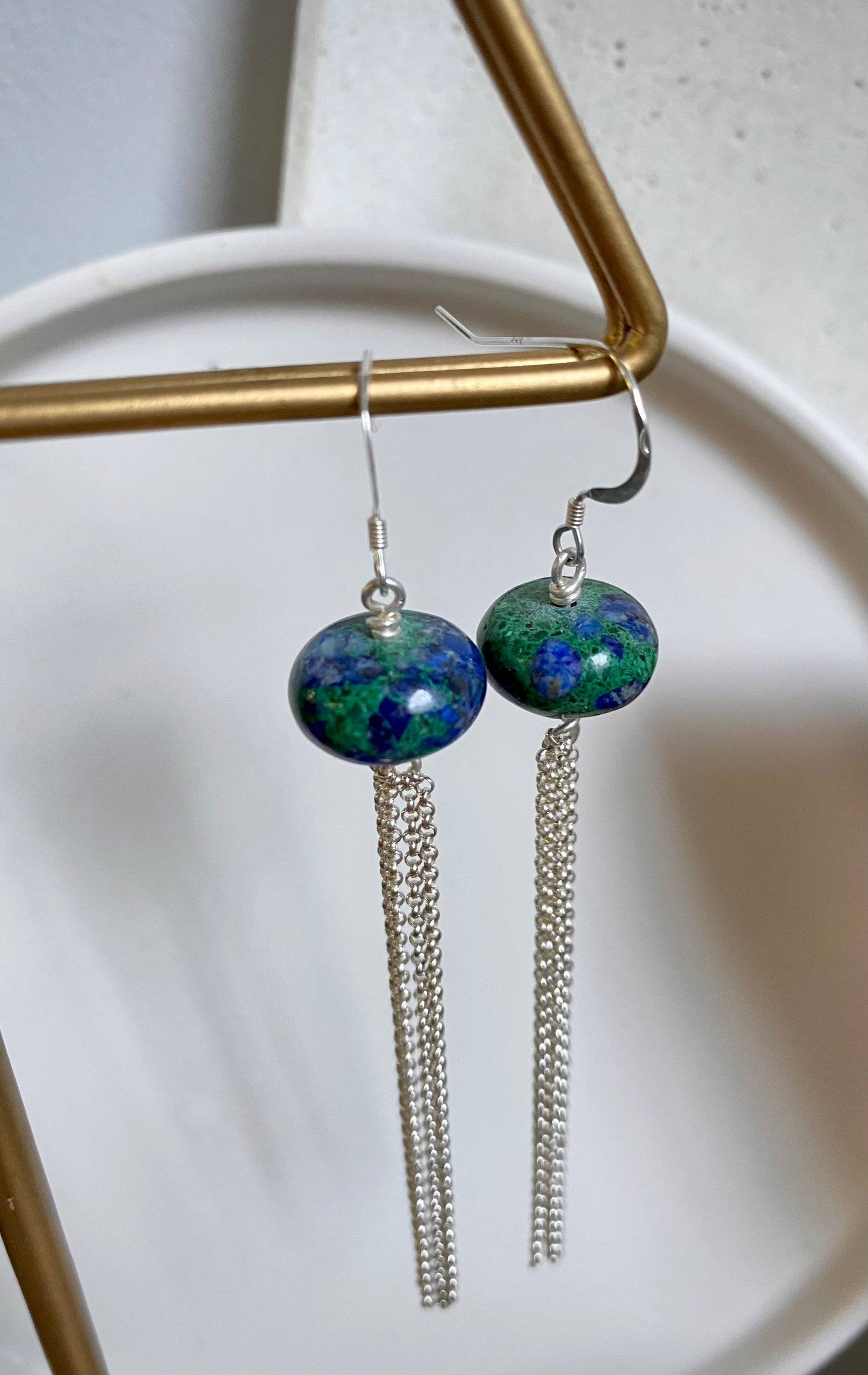 Azurite Chain Fringe Earrings