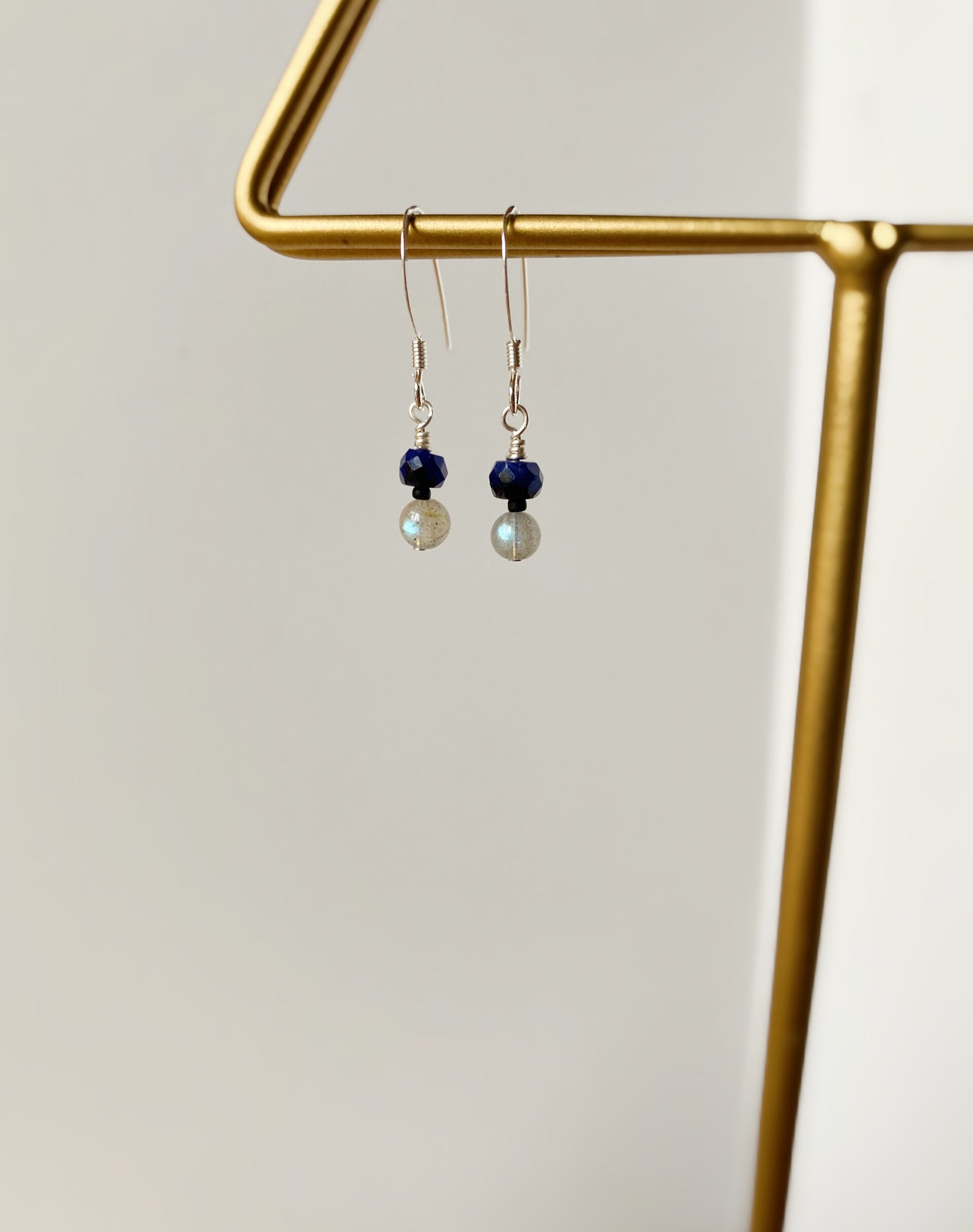 Labradorite & Sapphire Micro Earrings