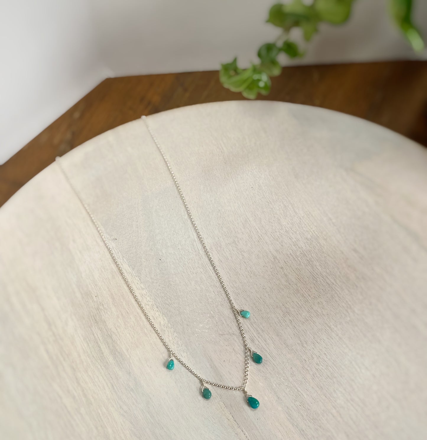 Turquoise Micro Teardrop Chain Necklace