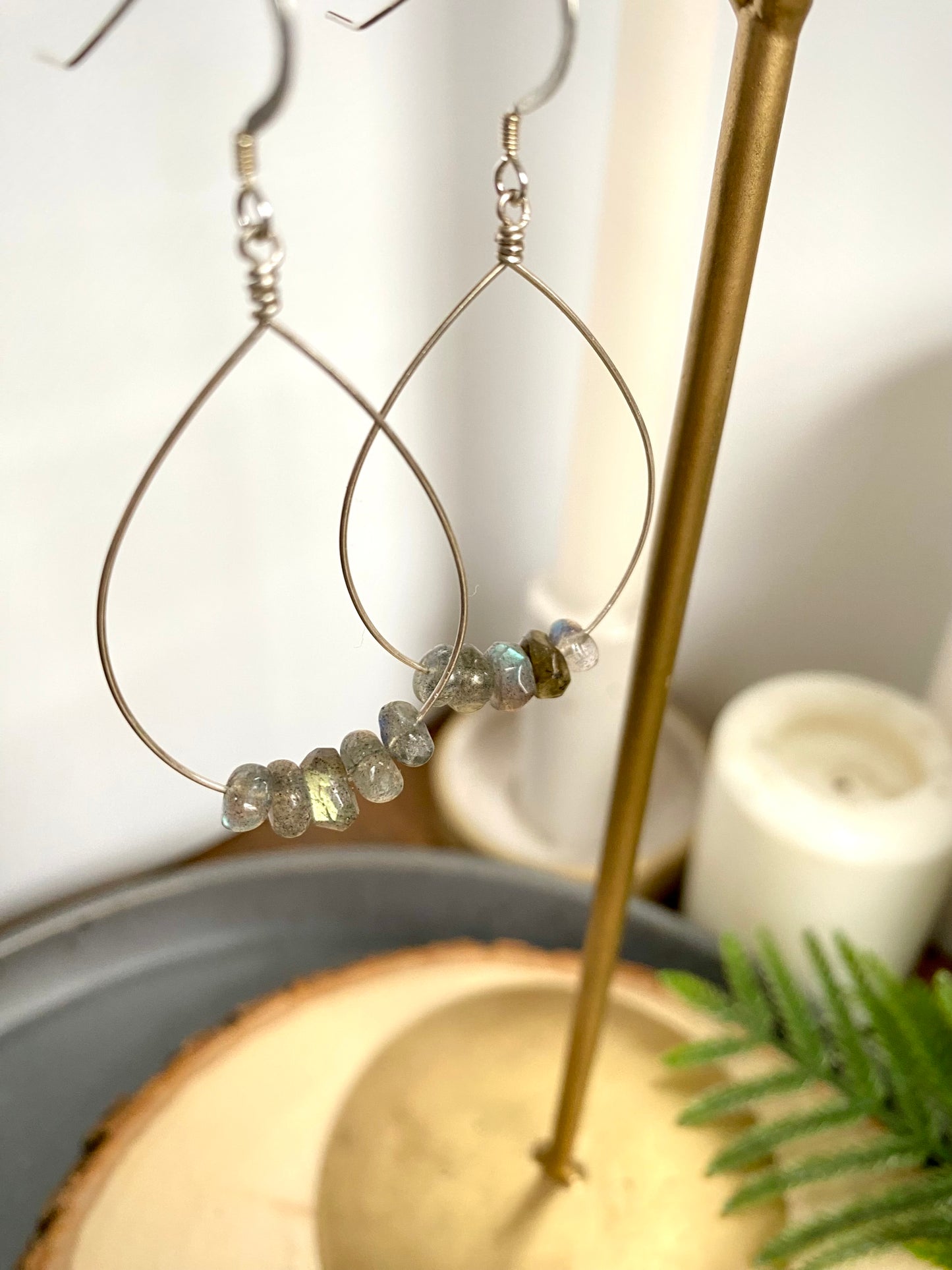 Labradorite Hoop Earrings