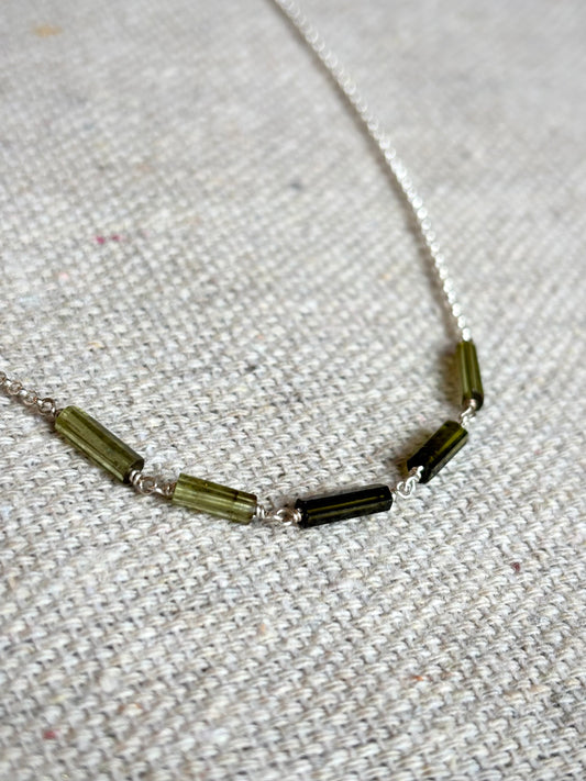 Green Tourmaline Linked Necklace