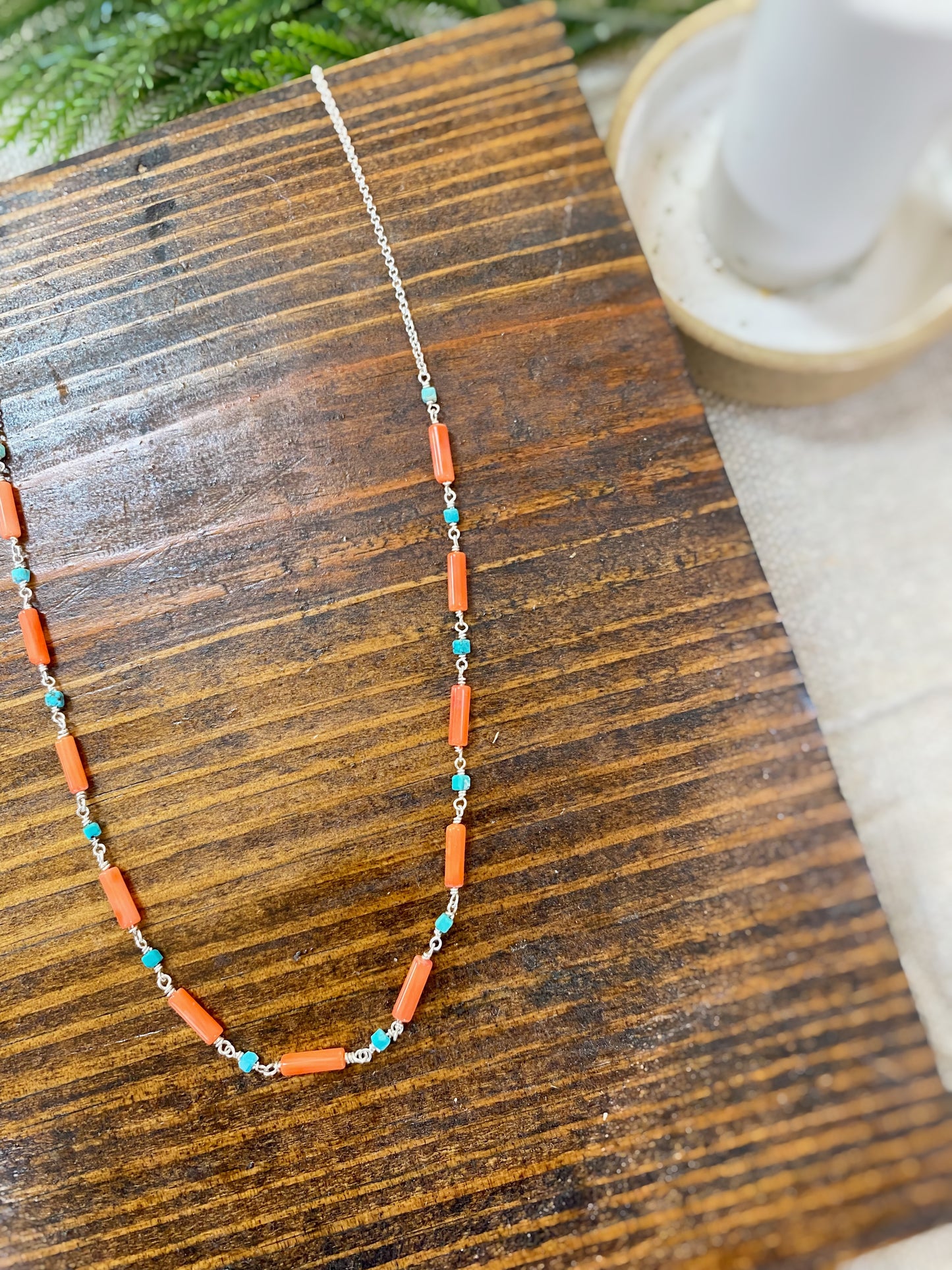 Coral & Turquoise Linked Necklace