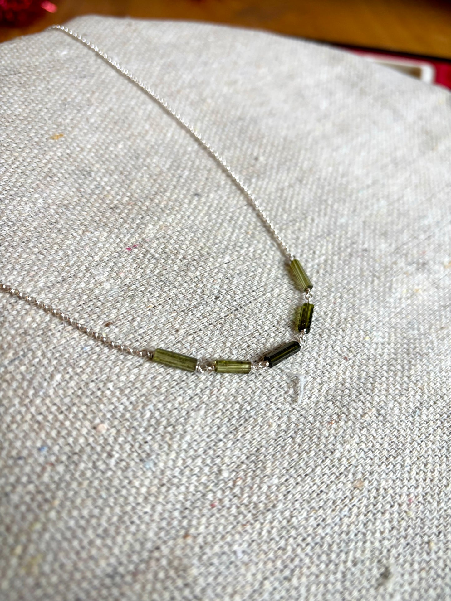 Green Tourmaline Linked Necklace