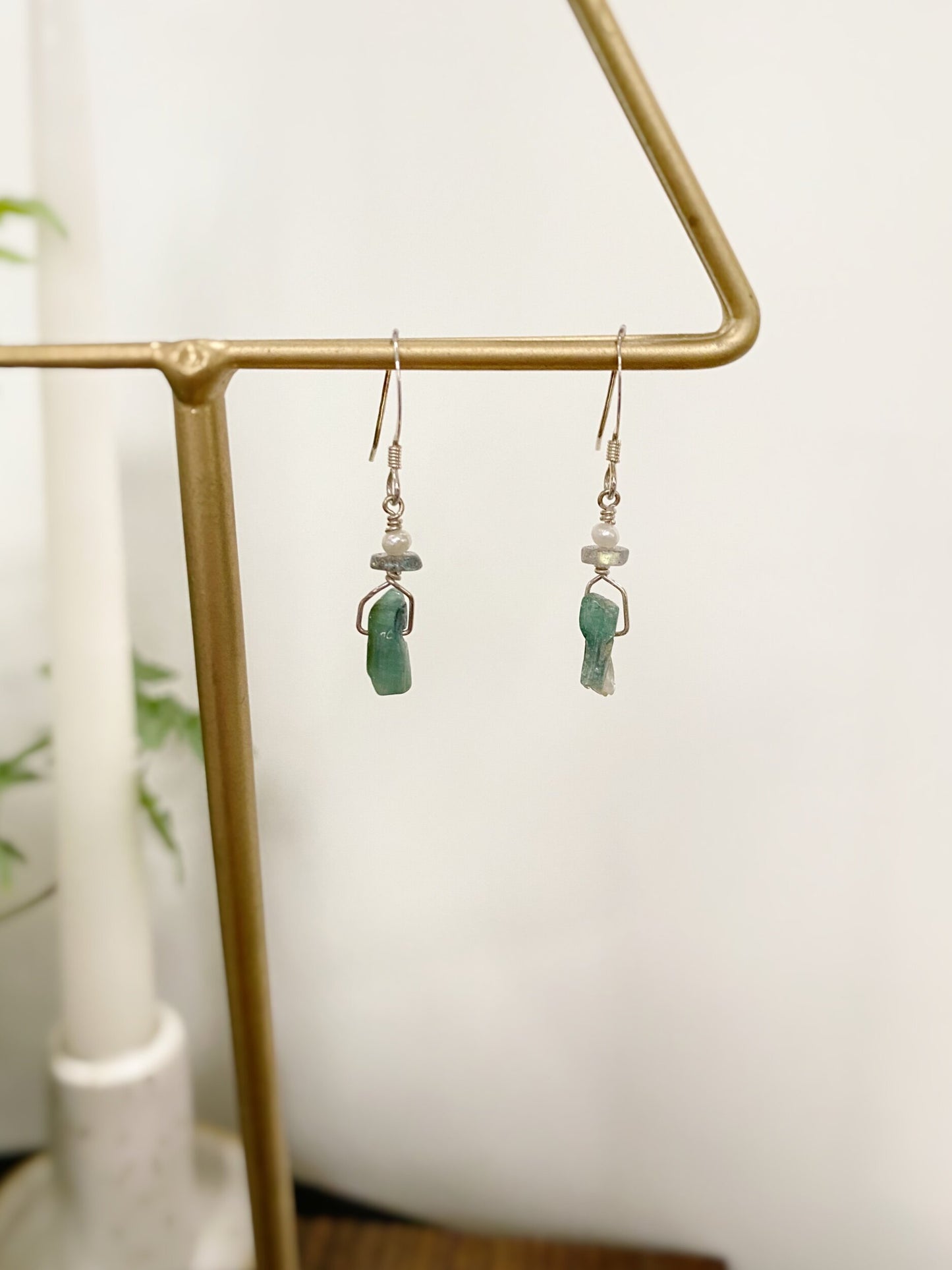 Tourmaline, Labradorite, & Freshwater Pearl Earrings