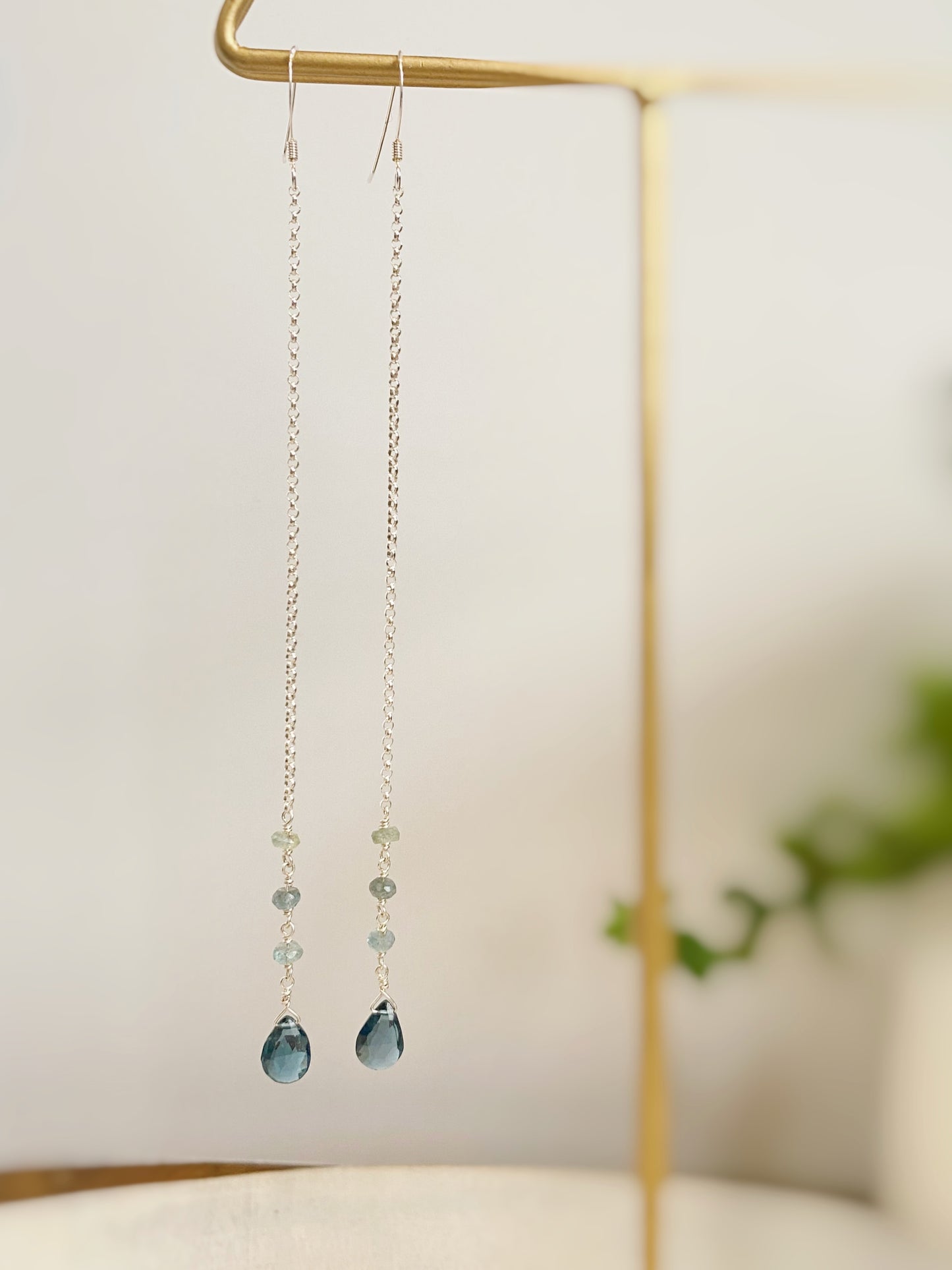 London Blue Topaz & Moss Aquamarine Shoulder Duster Earrings