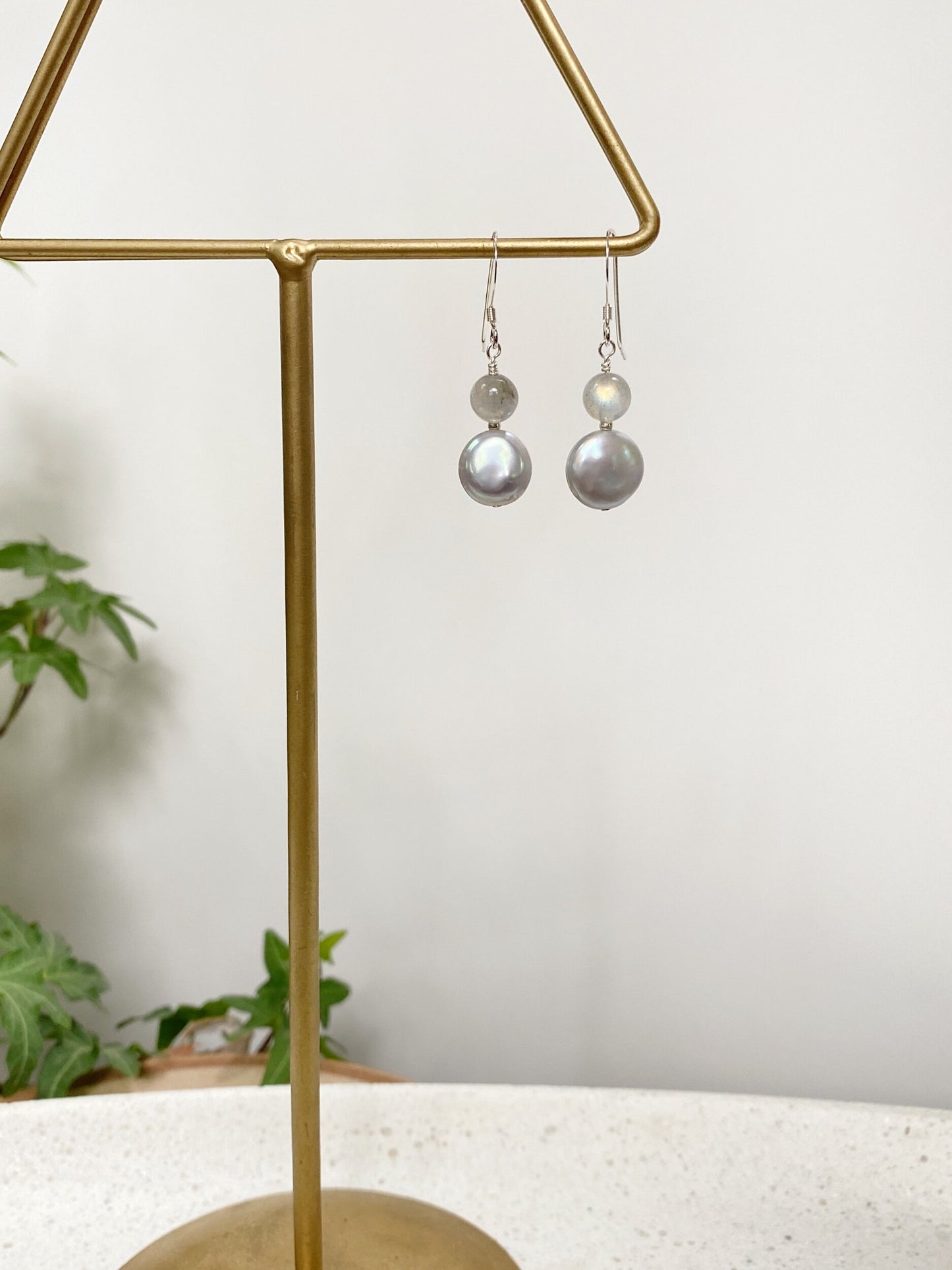 Grey Pearl & Labradorite Earrings