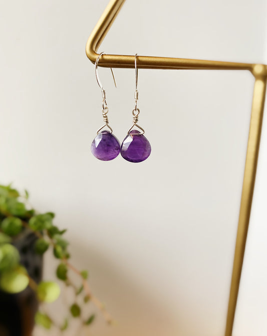 Faceted Amethyst Teardrop Earrings