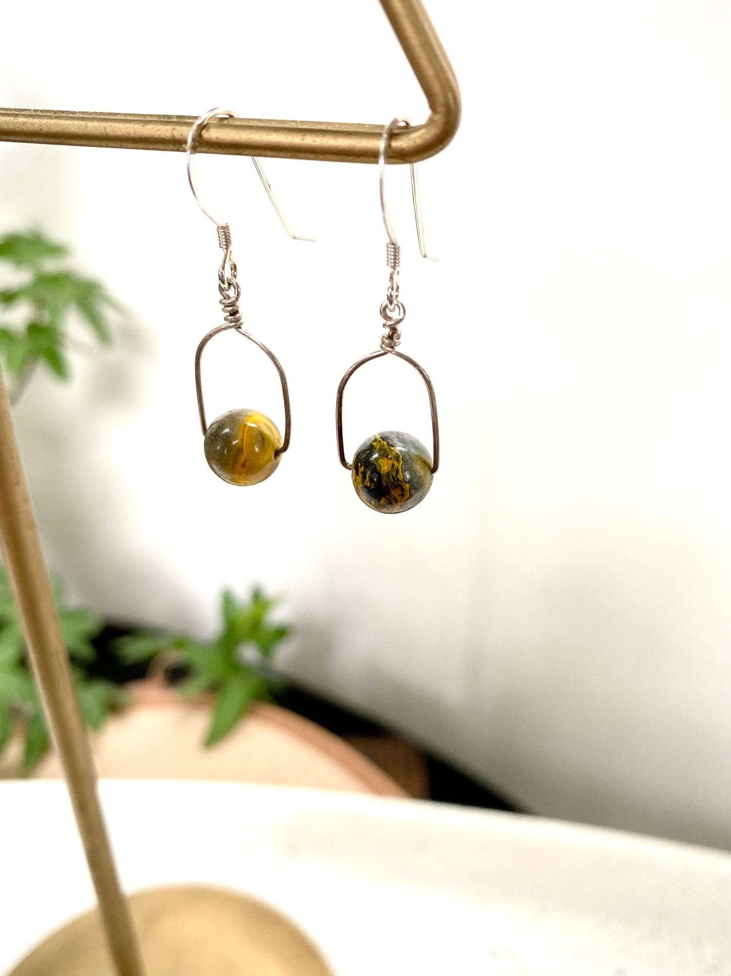 Bumblebee Jasper Arch Earrings