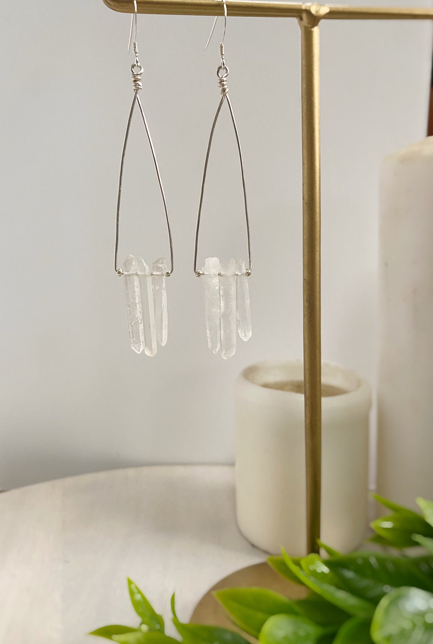 Rock Quartz Point Earrings