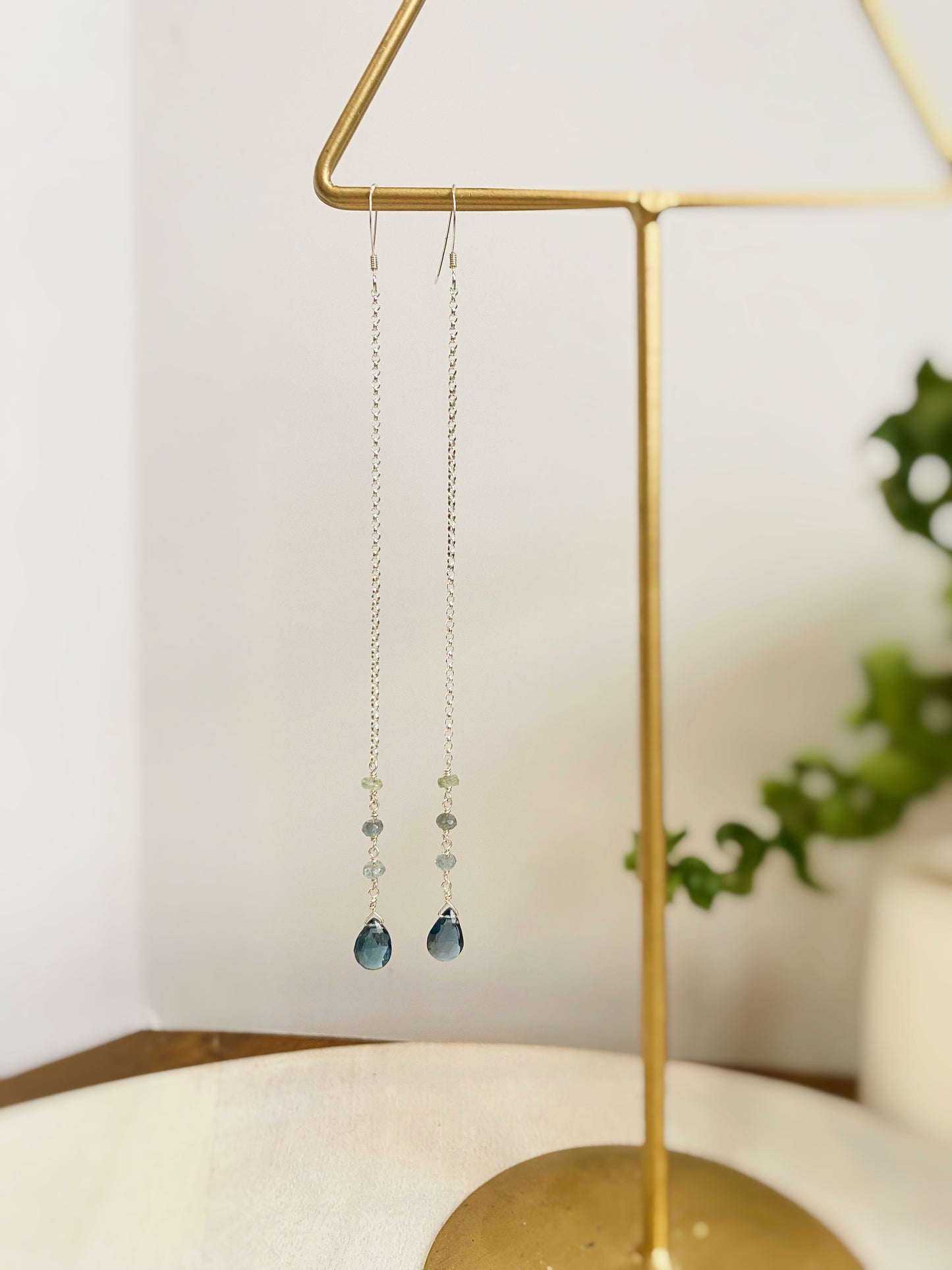 London Blue Topaz & Moss Aquamarine Shoulder Duster Earrings