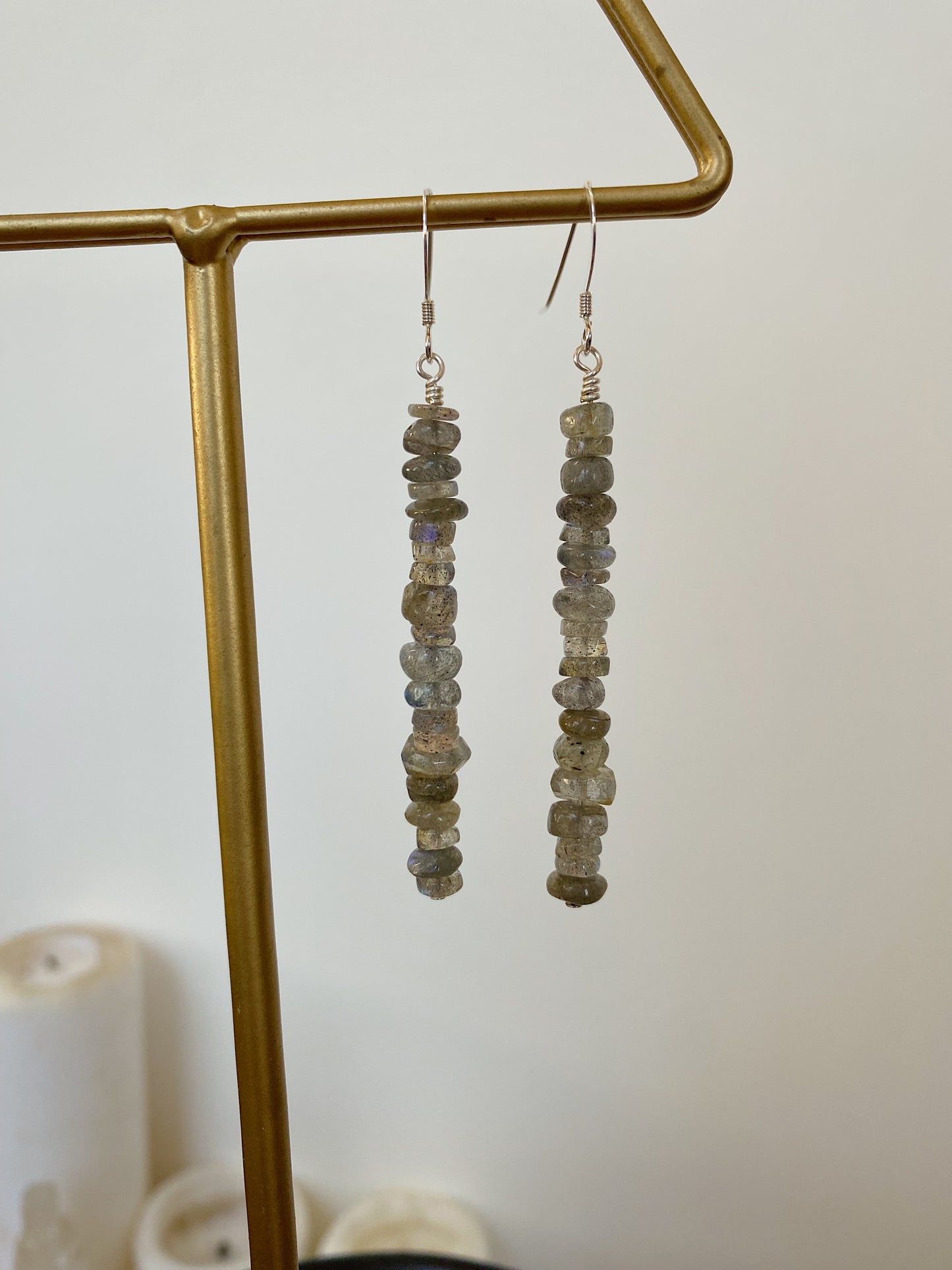 Long Labradorite Stacked Earrings