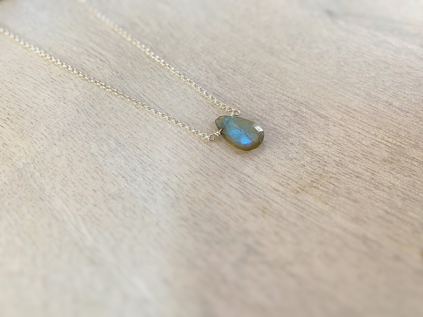 Single Labradorite Teardrop Necklace