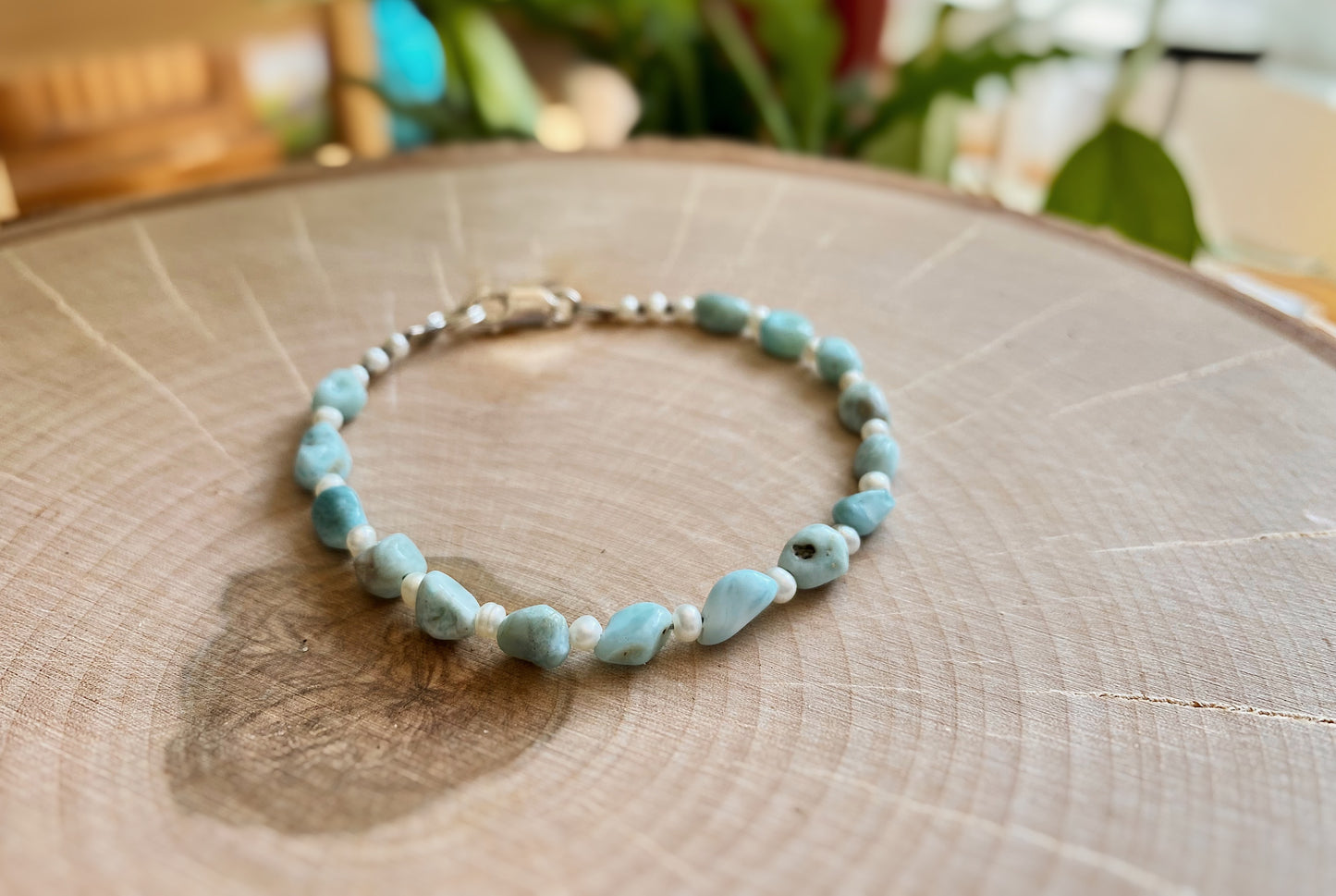 Larimar & Freshwater Pearl Bracelet