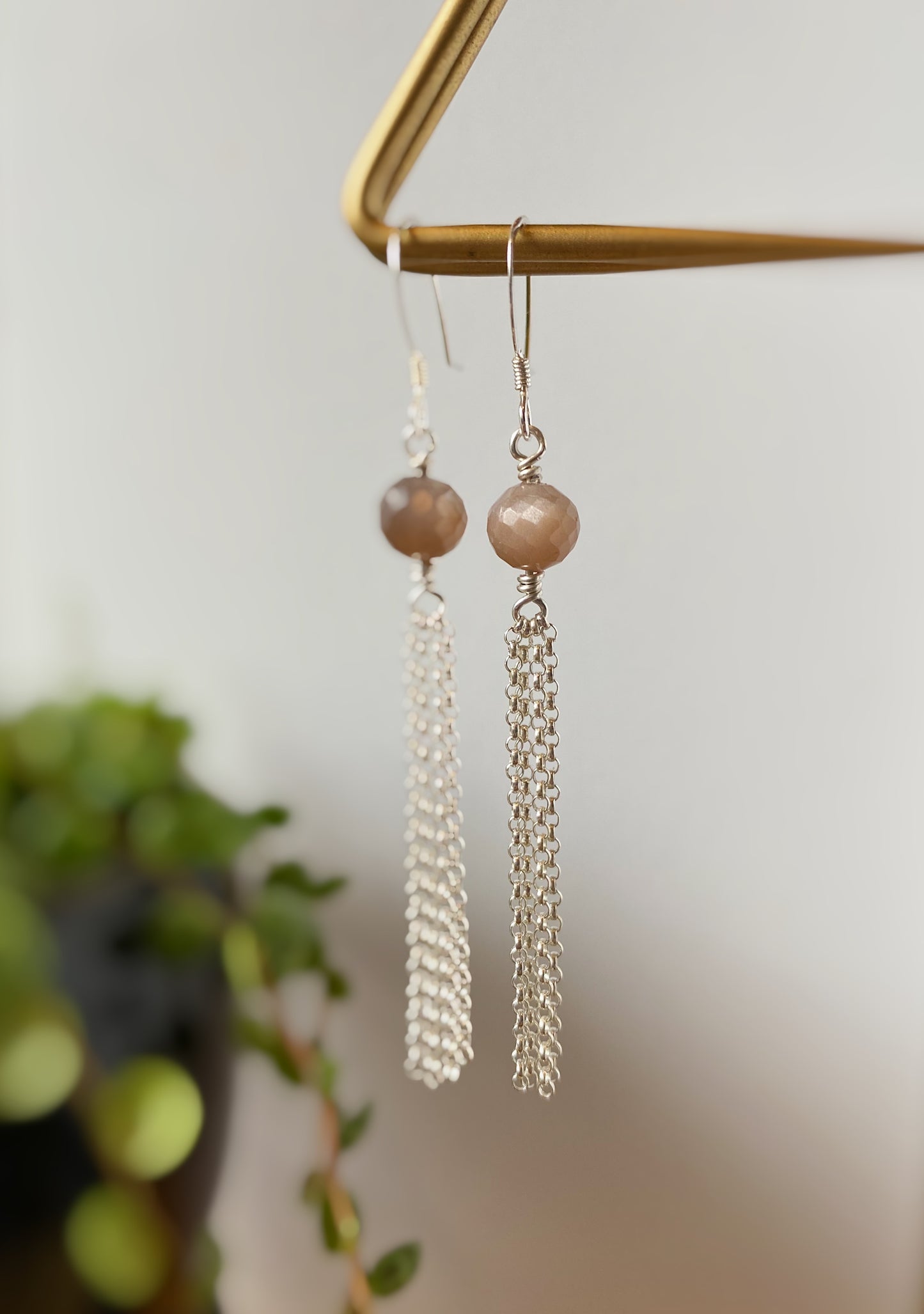 Peach Moonstone Fringe Earrings