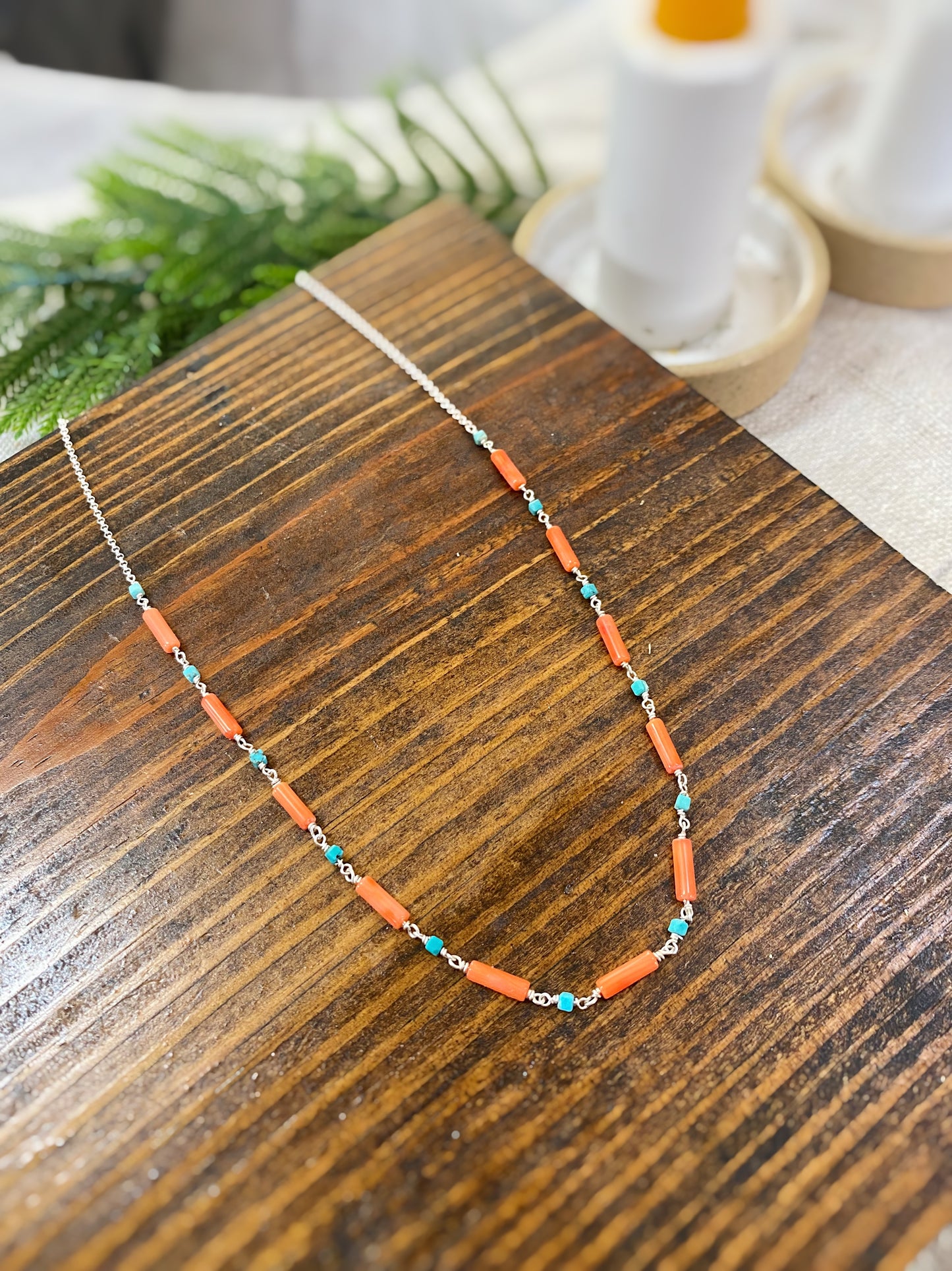 Coral & Turquoise Linked Necklace