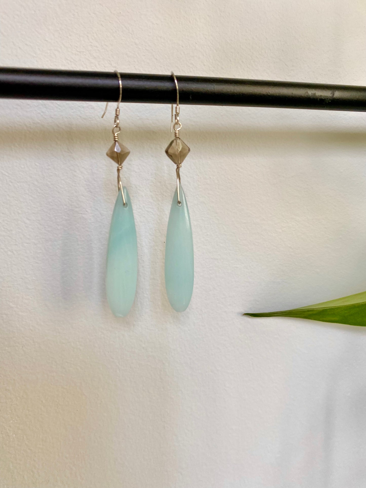 Amazonite & Smoky Quartz Earrings