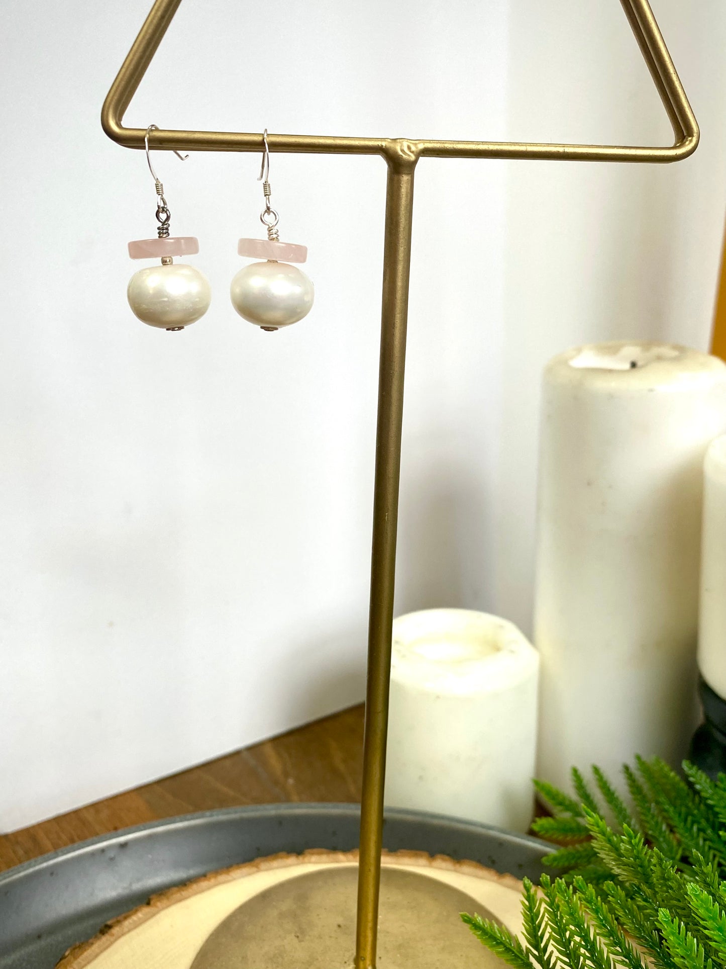 Freshwater Pearl & Rose Quartz Earrings