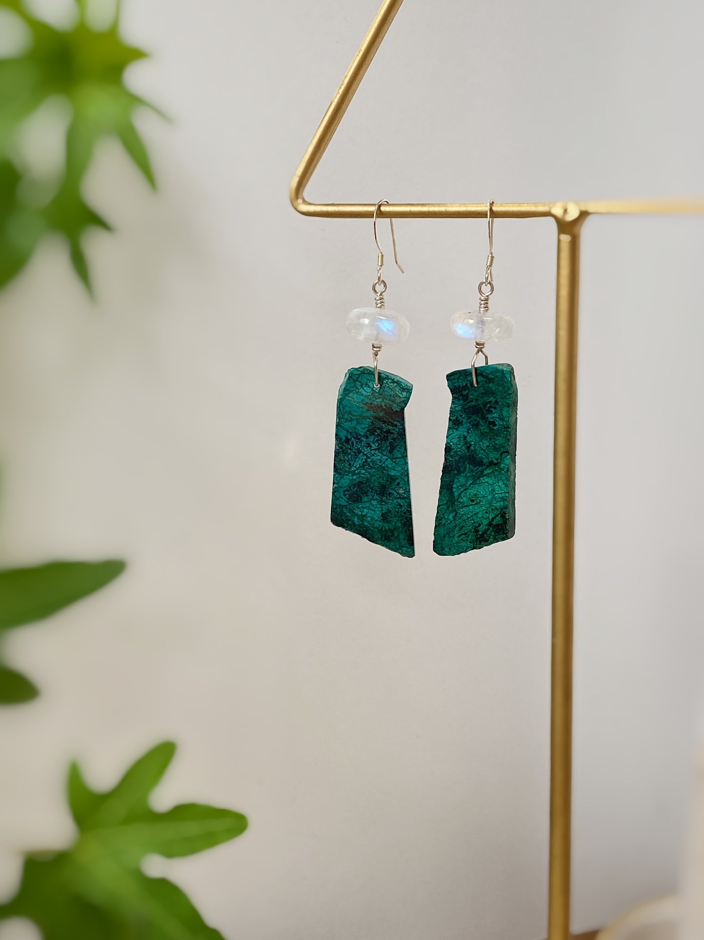 Chrysocolla & Rainbow Moonstone Earrings