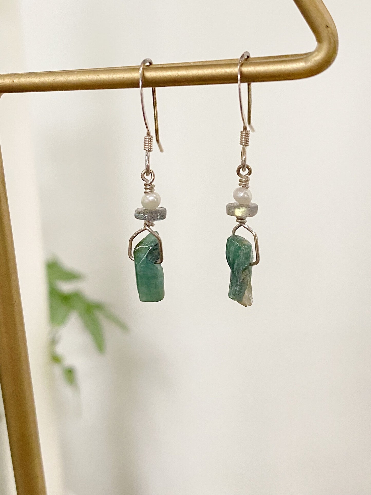 Tourmaline, Labradorite, & Freshwater Pearl Earrings