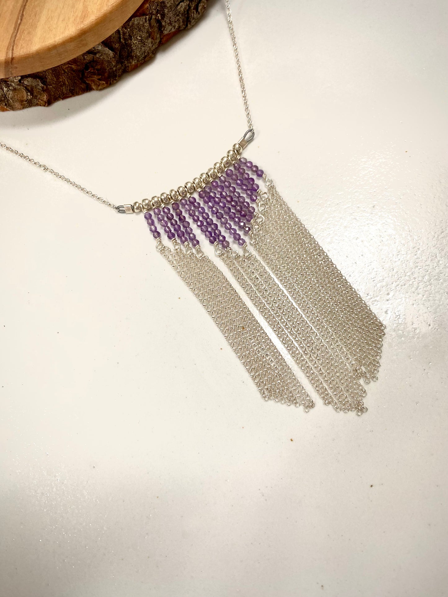 Amethyst Fringe Shield Necklace