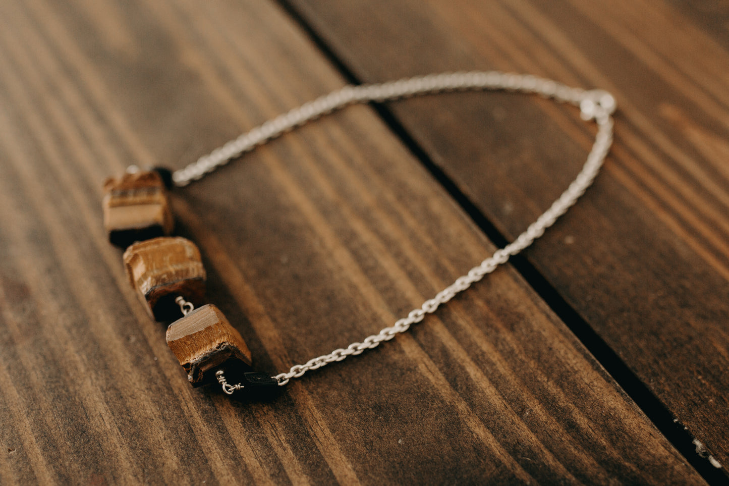 XL Raw Tiger Eye & Black Tourmaline Necklace