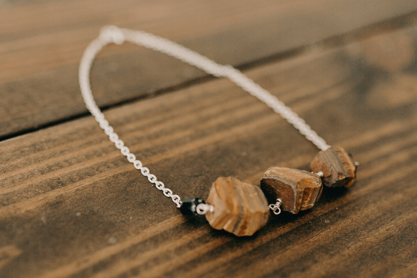 XL Raw Tiger Eye & Black Tourmaline Necklace