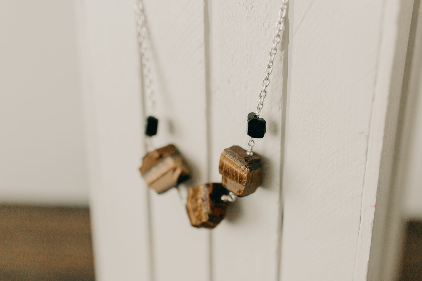 XL Raw Tiger Eye & Black Tourmaline Necklace