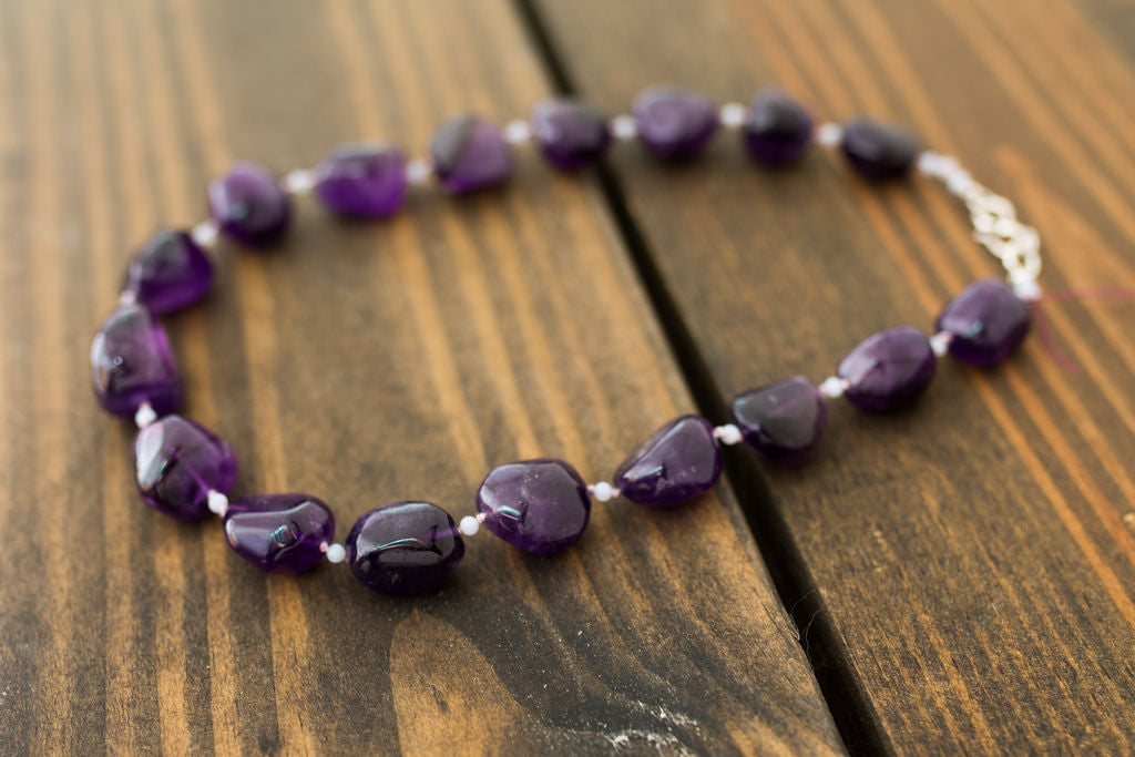 Large Amethyst & Chalcedony Statement Necklace