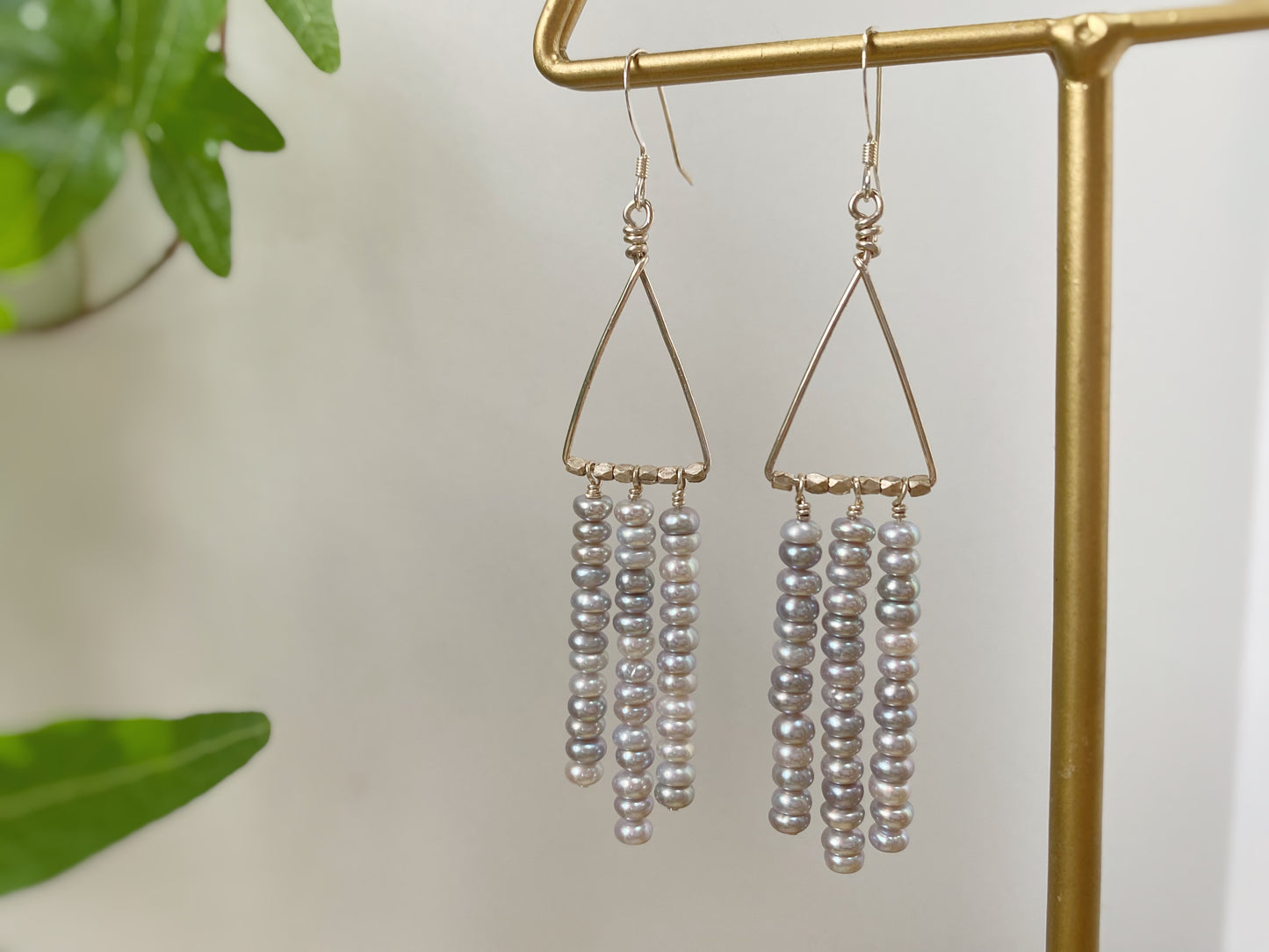 Grey Freshwater Pearl Fringe Earrings