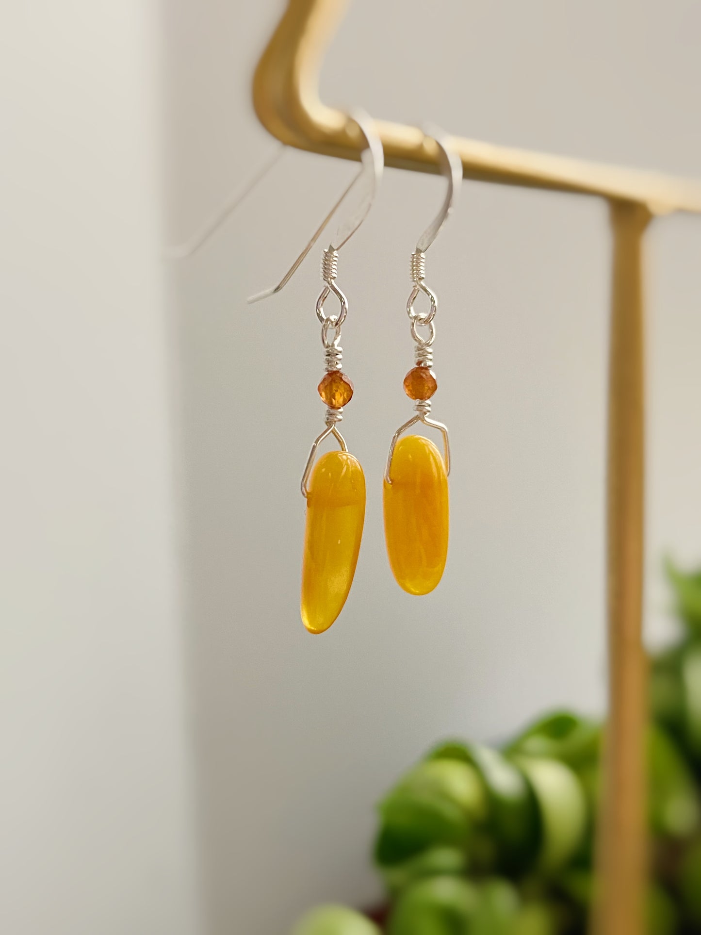 Baltic Amber & Carnelian Earrings