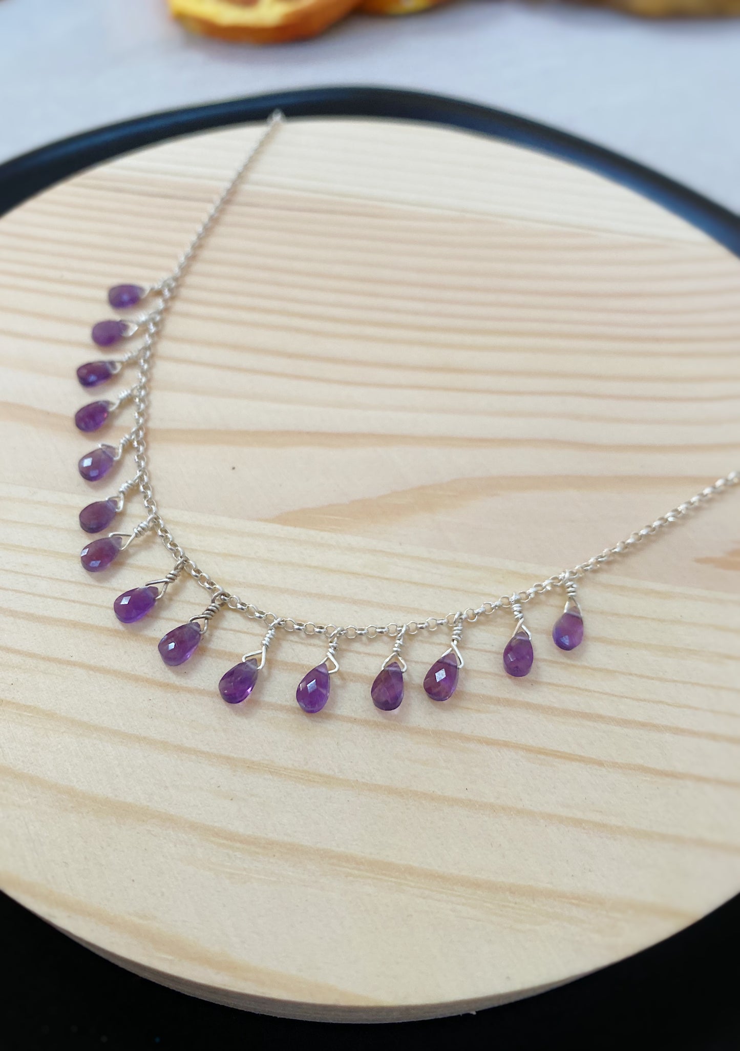 Amethyst Micro Briolette Fringe Necklace