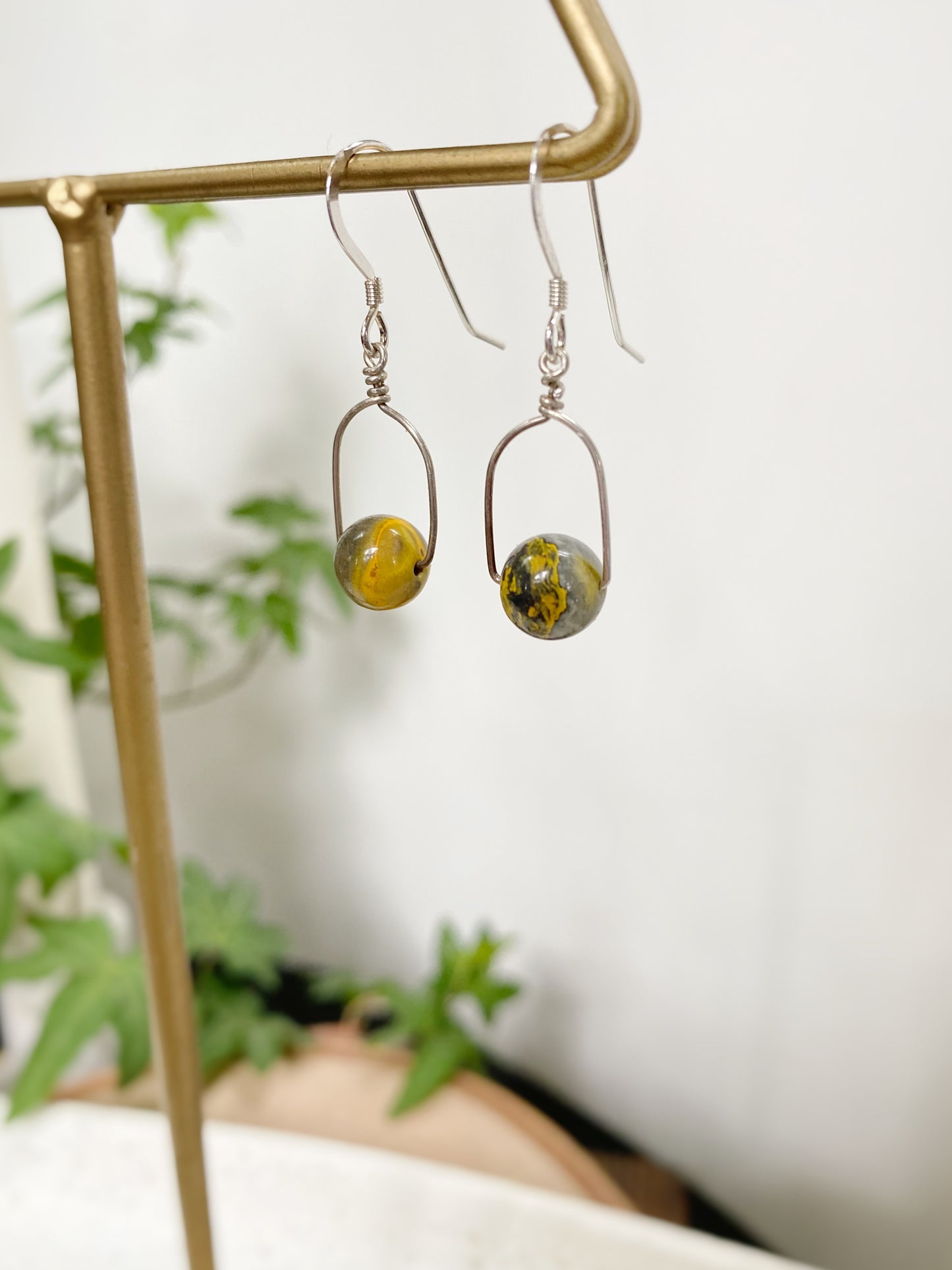 Bumblebee Jasper Arch Earrings