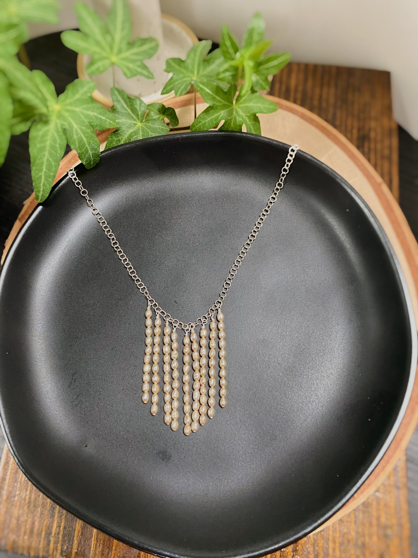 Champagne Freshwater Pearl Fringe Necklace