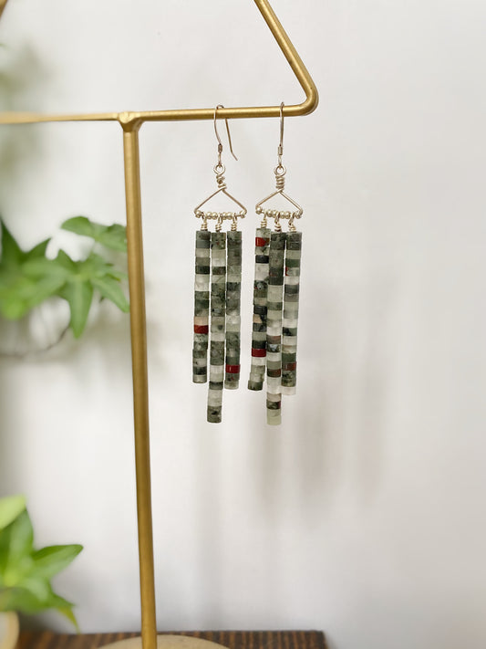 Bloodstone Fringe Earrings